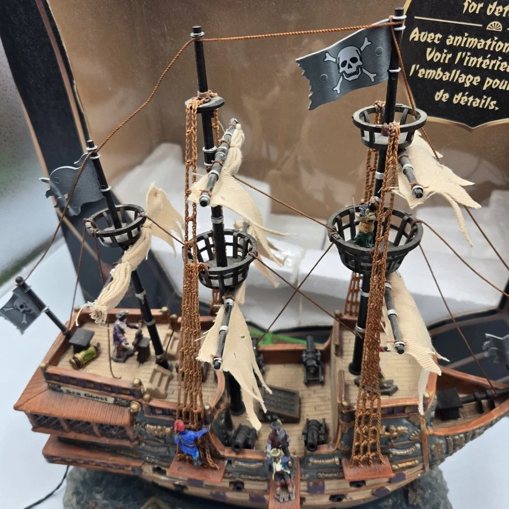 Vtg Lemax Spooky Town Lighted GHOST GALLEON Ship Halloween Village Rare Working
